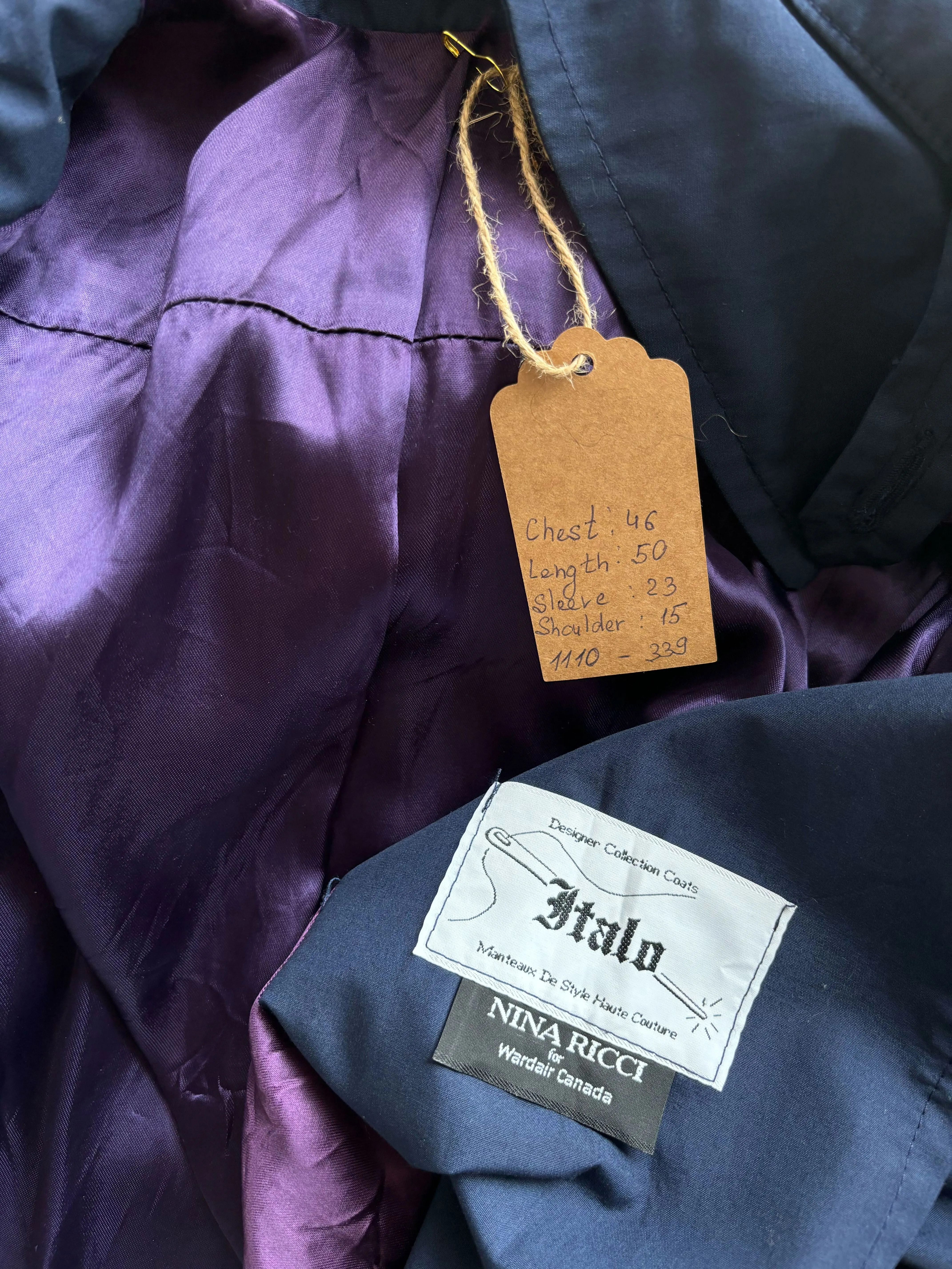 Vintage Nina Ricci Italo Navy Blue Trench