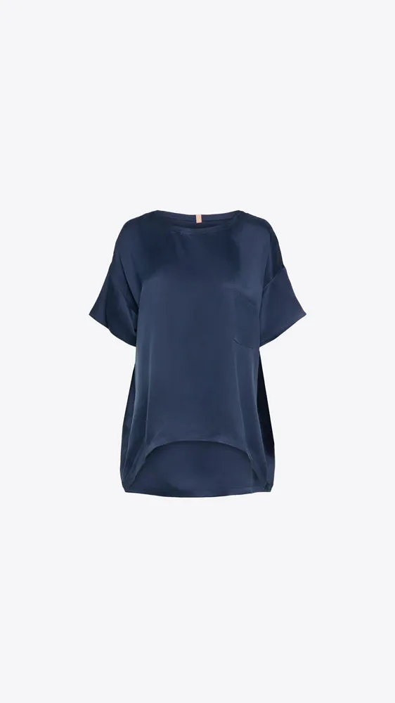 Washable Silk Tee Set - Deep Blue