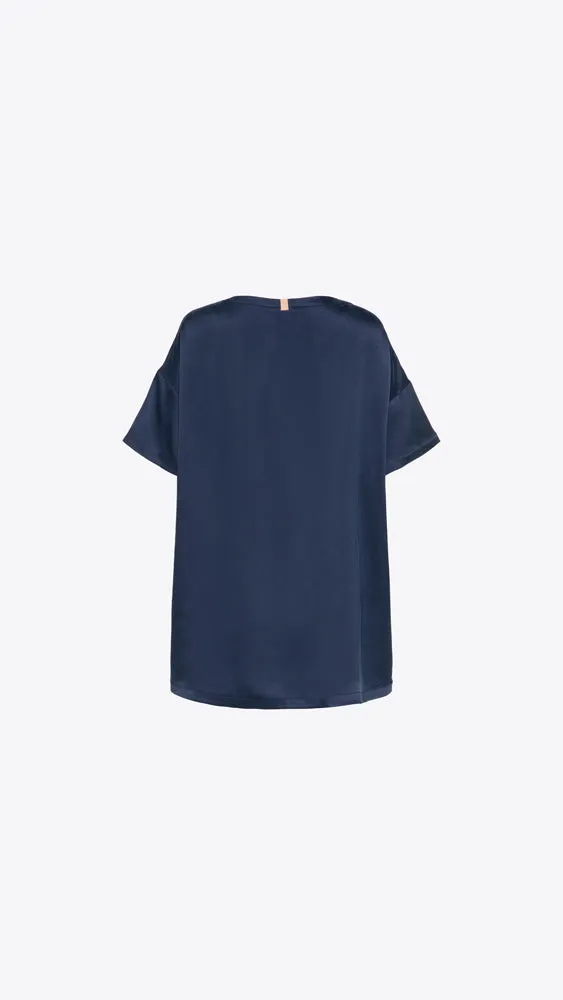 Washable Silk Tee Set - Deep Blue