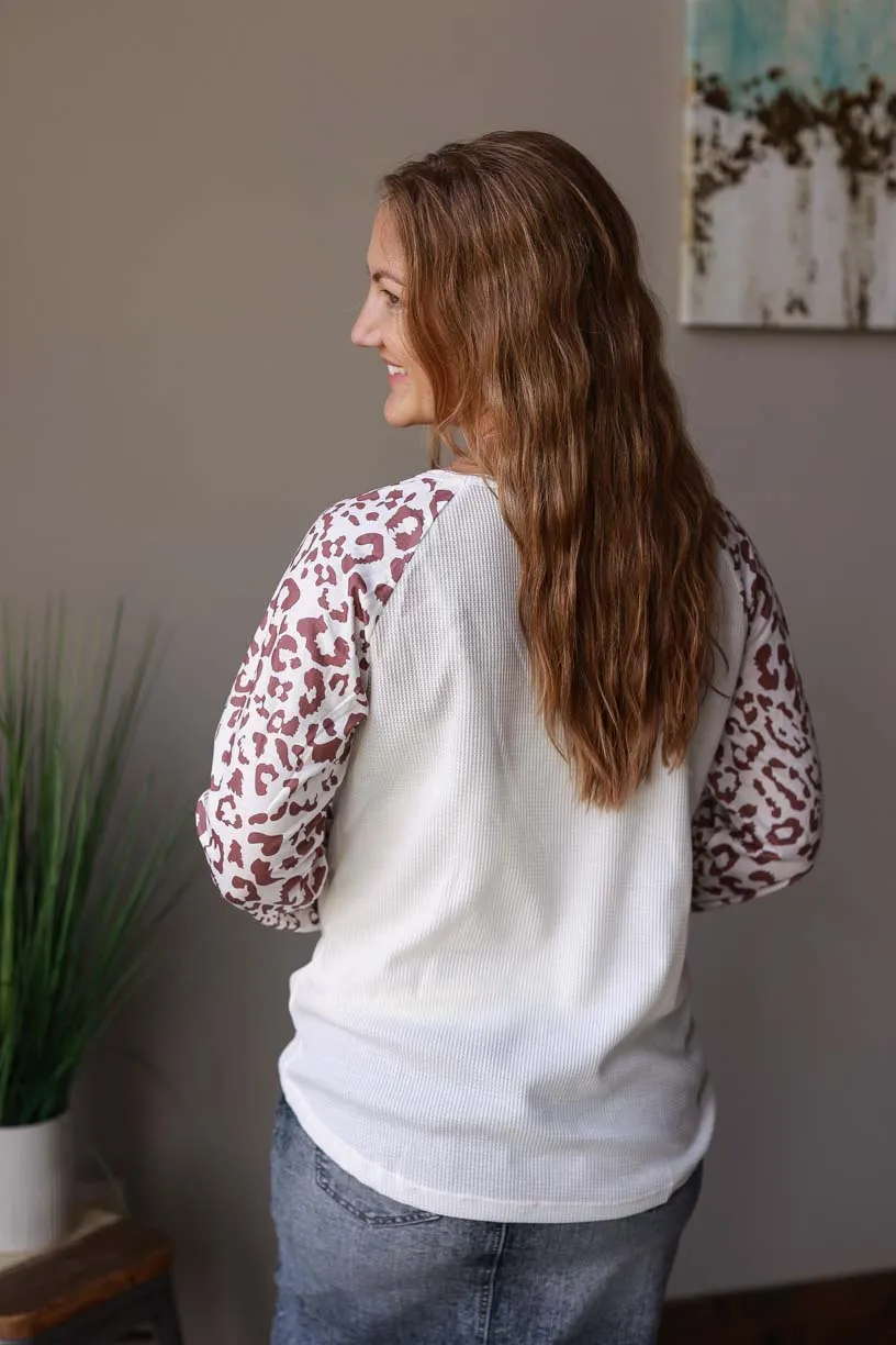 White Leopard Long Sleeve Top • M