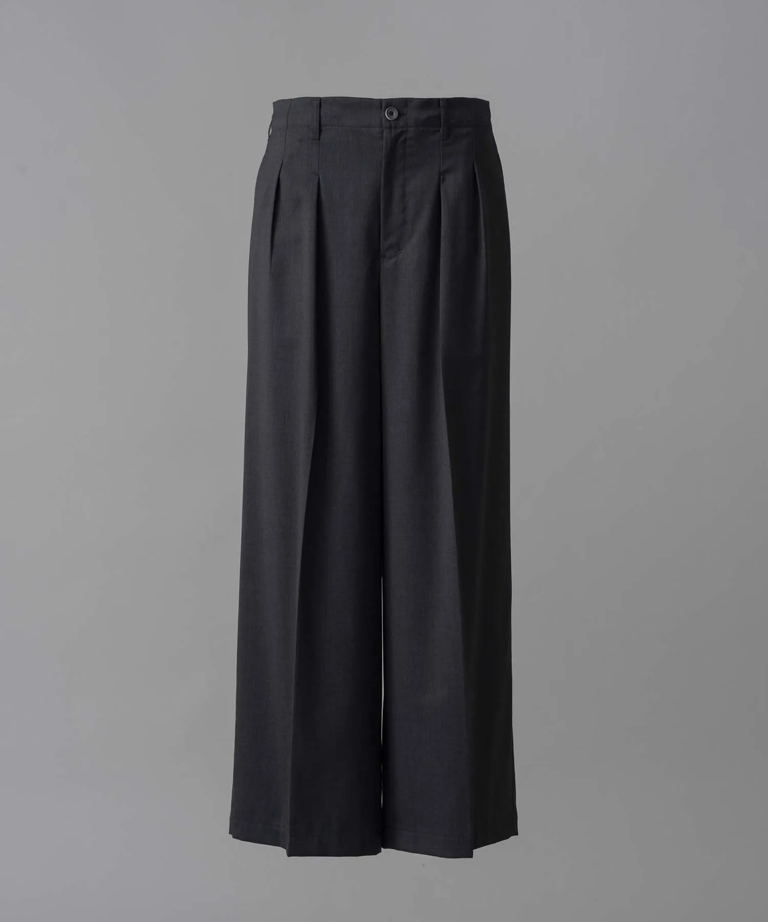 Wool Mix Continuous Tow-Tuck Wide Pants